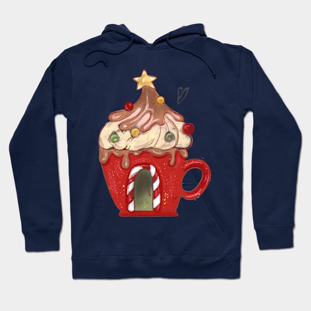 Christmas Coffee Cup Hoodie by Carriefamous